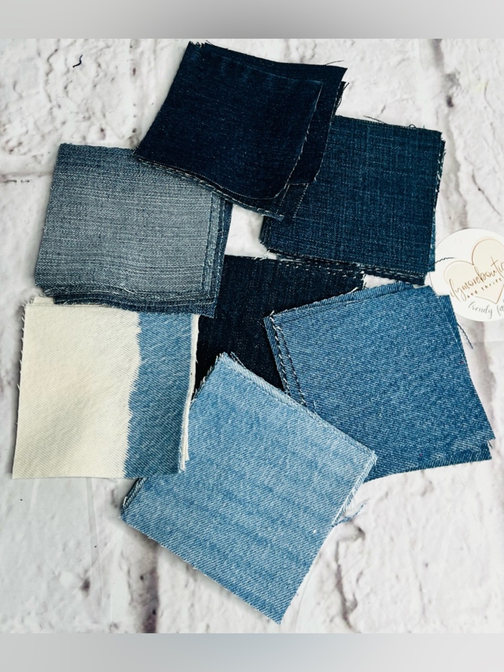 Denim Squares 4” (Set of 50) Craft Fabric Bundle quilting fabric - Picture 2 of 3
